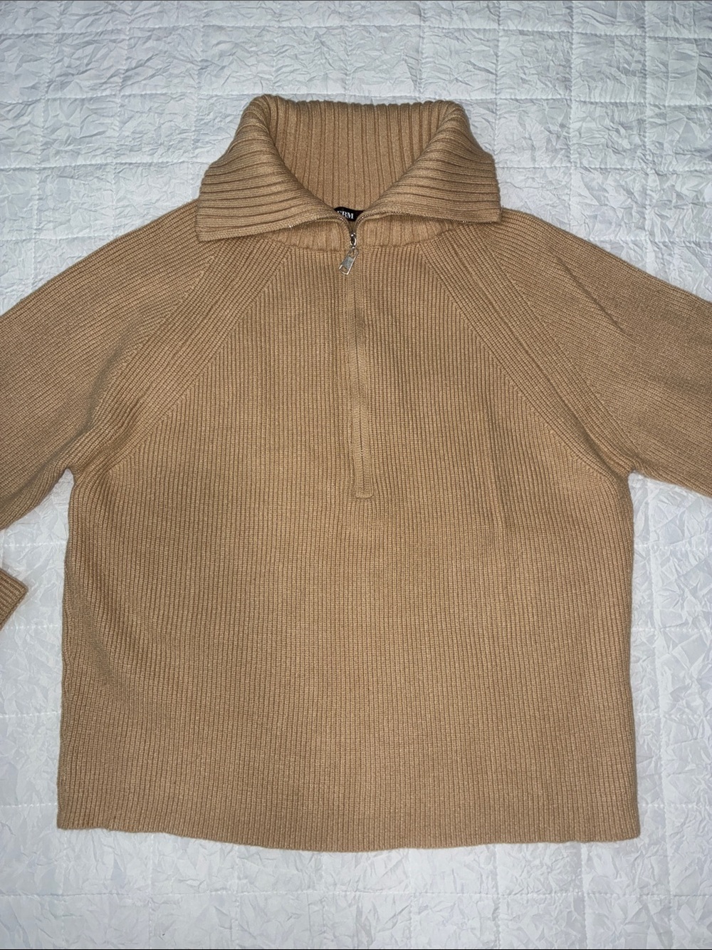 BTFBM Women’s Tan Ribbed Collared Knit Sweater
